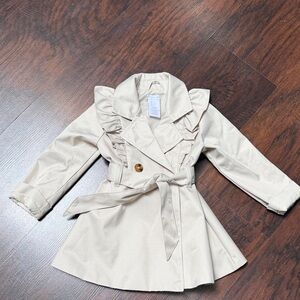 Tahari Cream Ruffle-Trim Coat for Kids